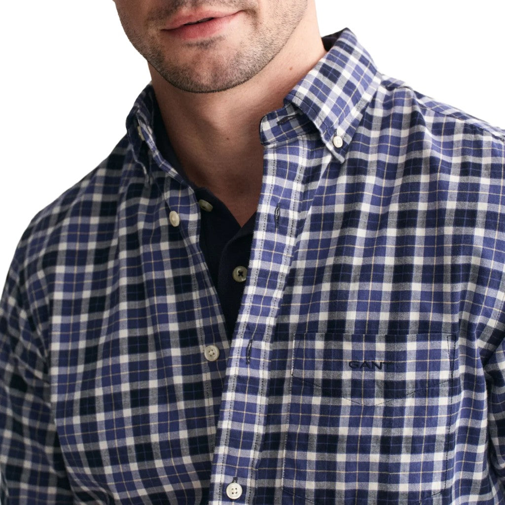 Gant Overhemd met logoborduring – Donkerblauw