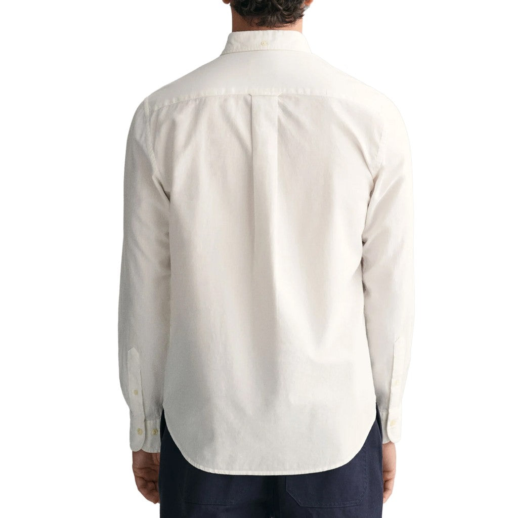 Gant Overhemd met logoborduring – Gebroken wit