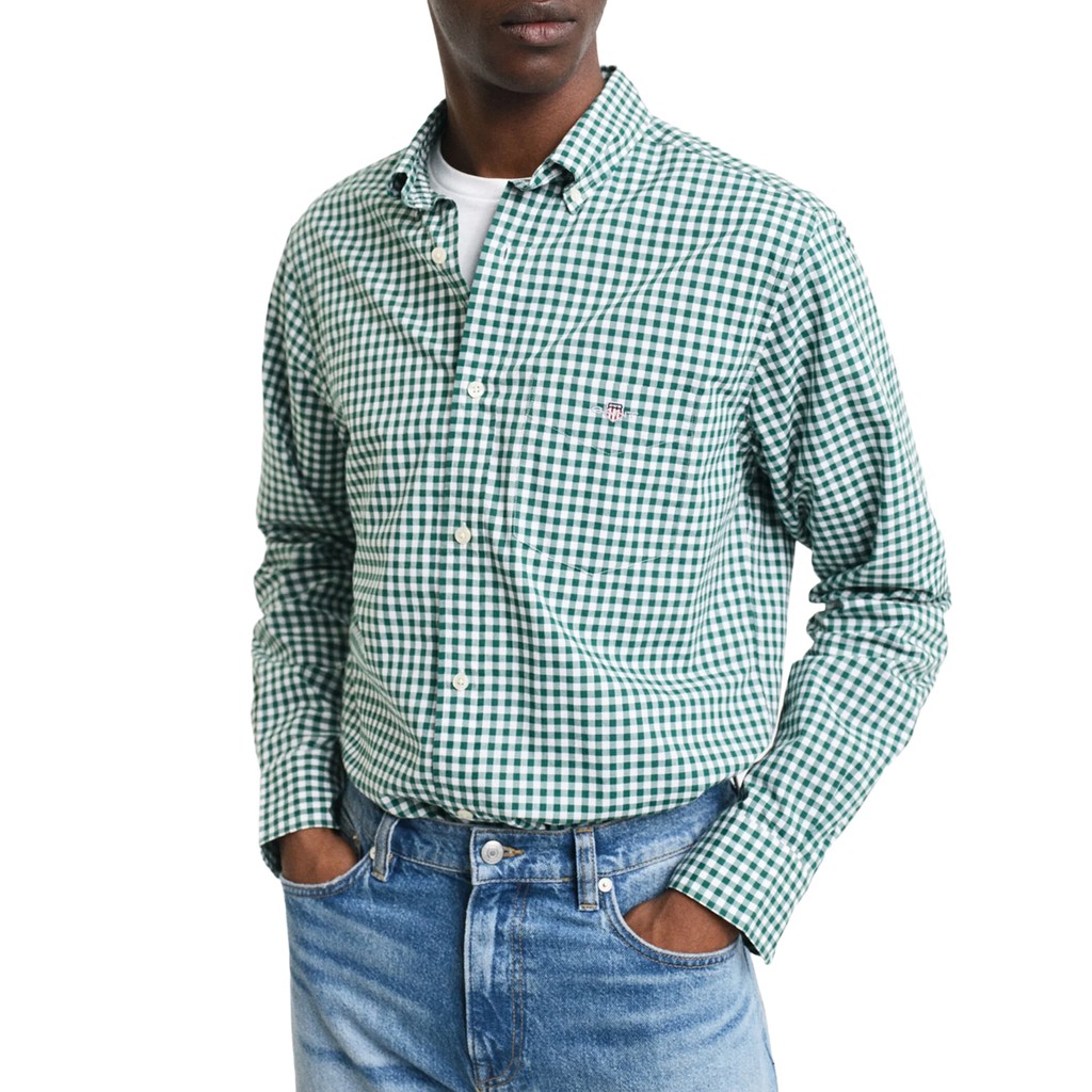 Gant Overhemd met logoborduring – Groen