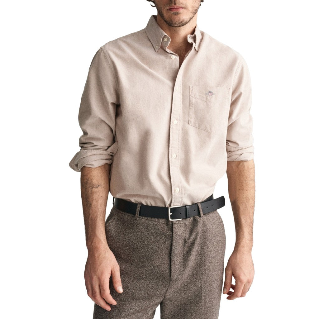 Gant Overhemd met logoborduring – Khaki