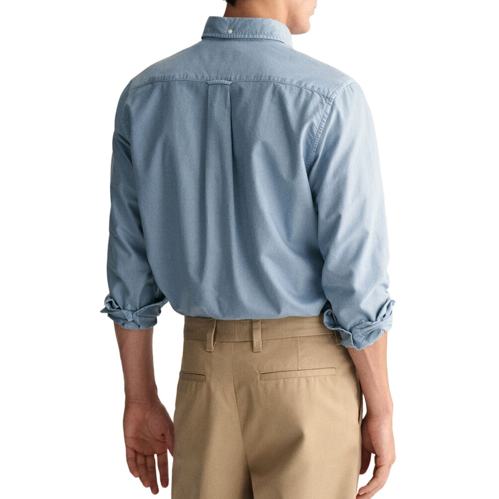Gant Overhemd met logoborduring – Lichtblauw