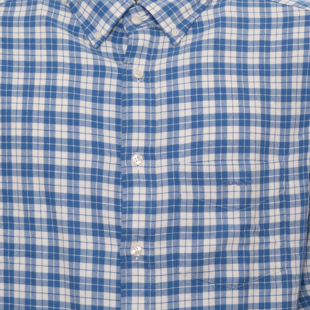 Gant Overhemd met logoborduring – Lichtblauw / Wit