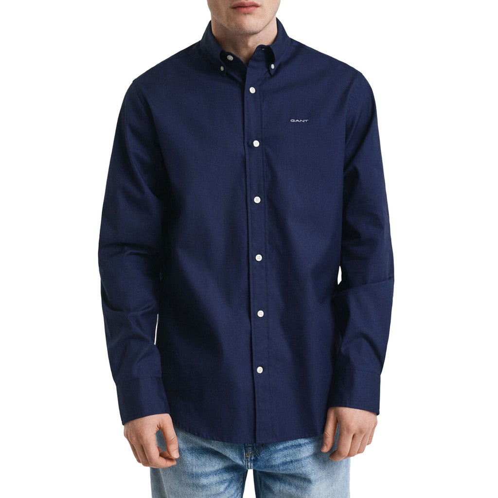 Gant Overhemd met logoborduring – Marineblauw