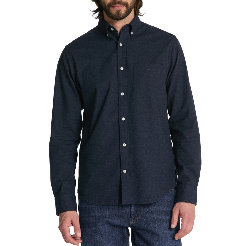 Gant Overhemd met logoborduring – Marineblauw