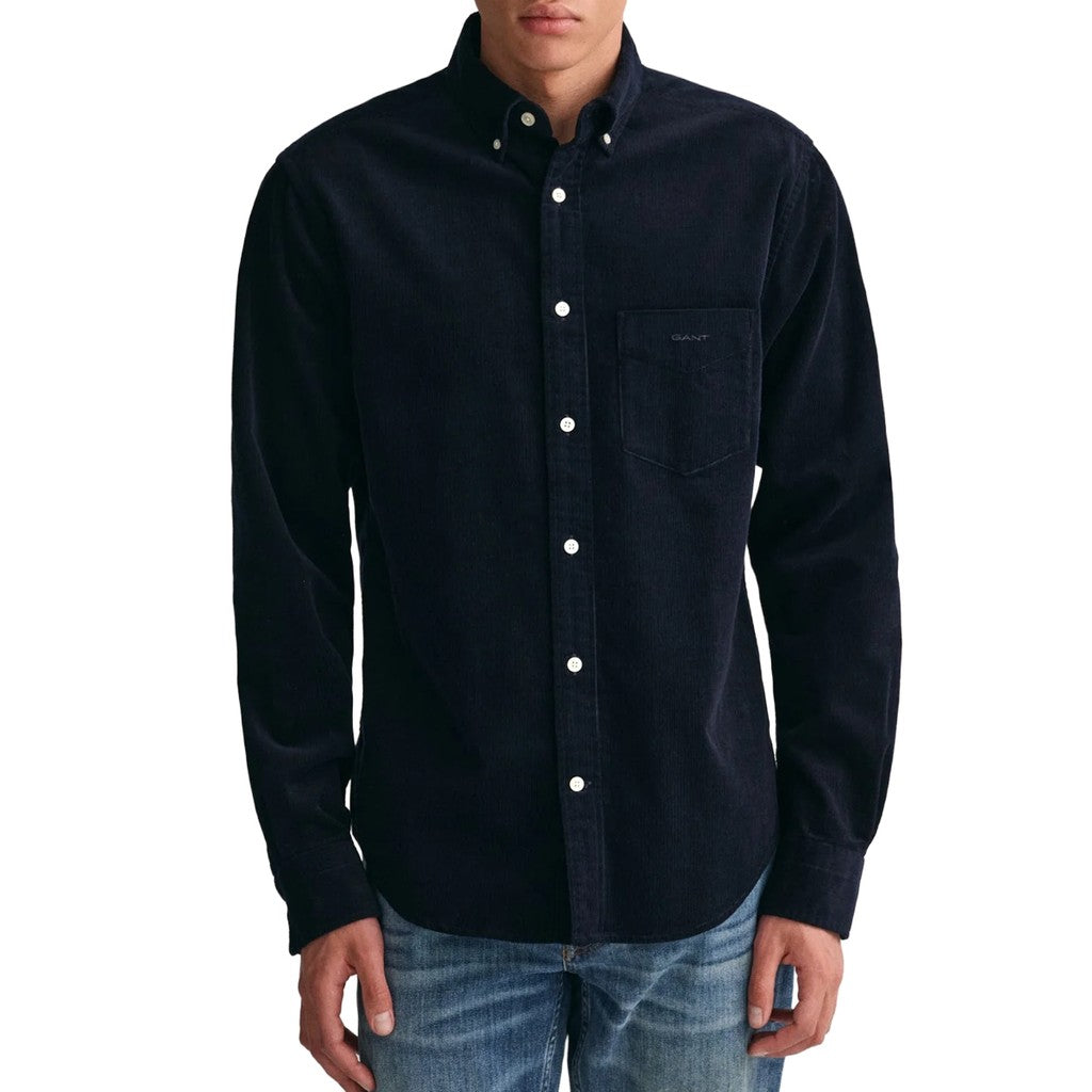 Gant Overhemd met logoborduring – Marineblauw