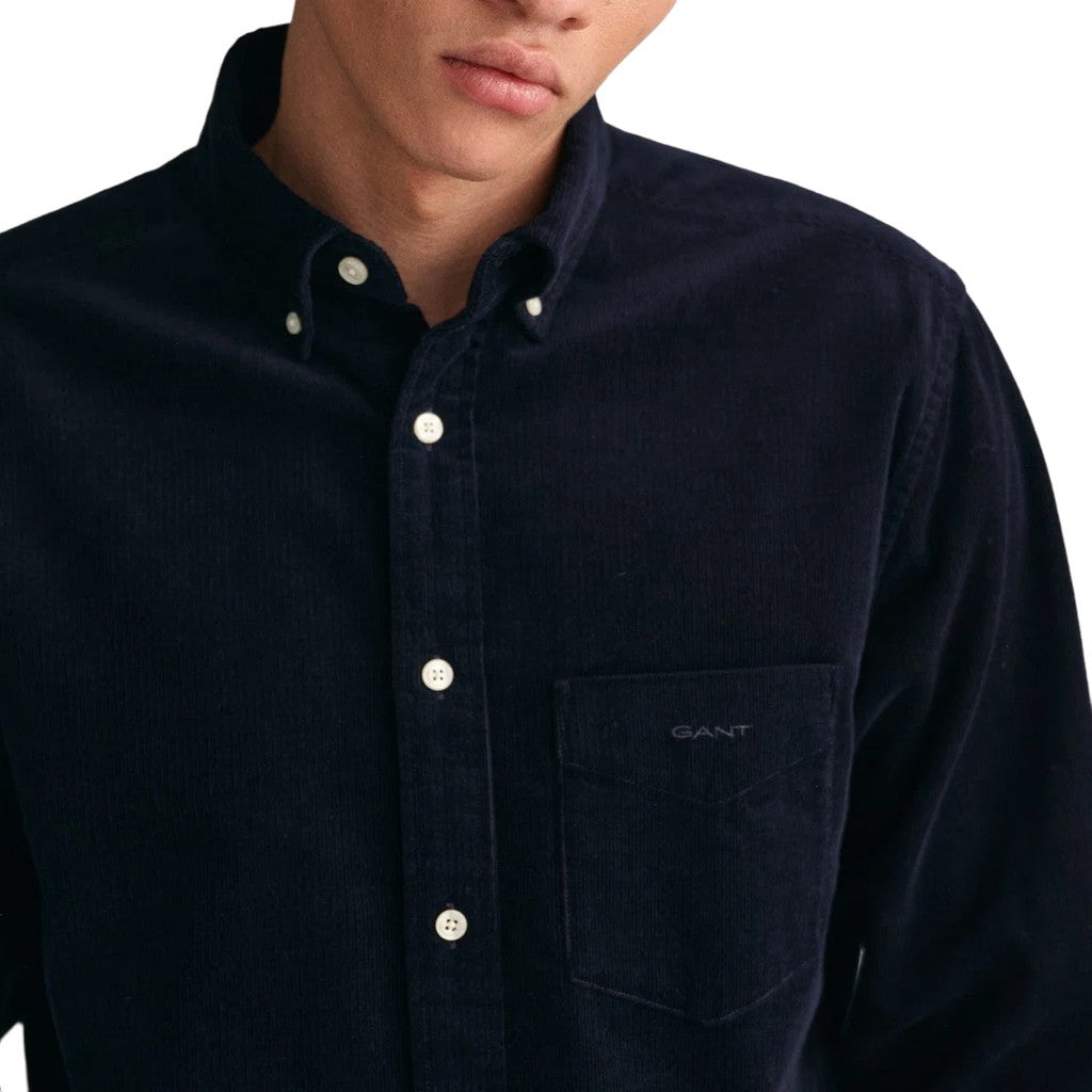 Gant Overhemd met logoborduring – Marineblauw
