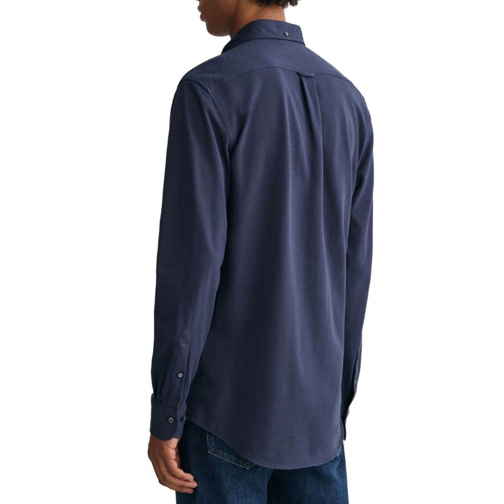 Gant Overhemd met logoborduring – Marineblauw