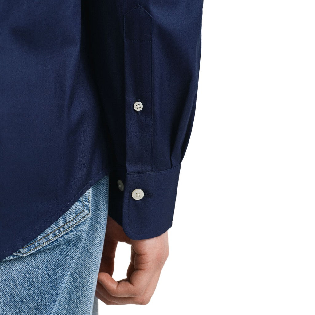 Gant Overhemd met logoborduring – Marineblauw