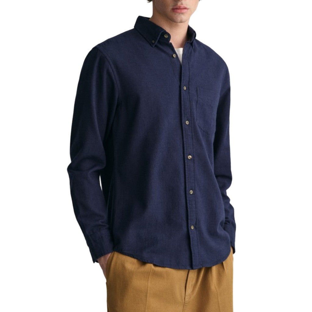 Gant Overhemd met logoborduring – Marineblauw