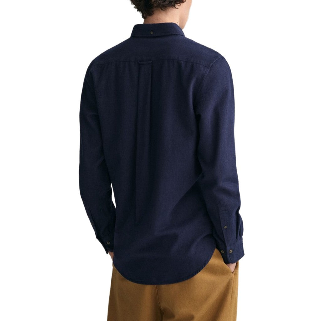Gant Overhemd met logoborduring – Marineblauw
