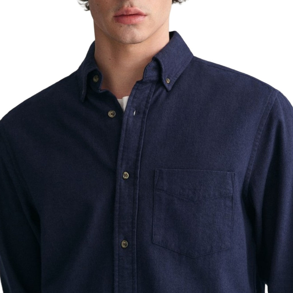 Gant Overhemd met logoborduring – Marineblauw