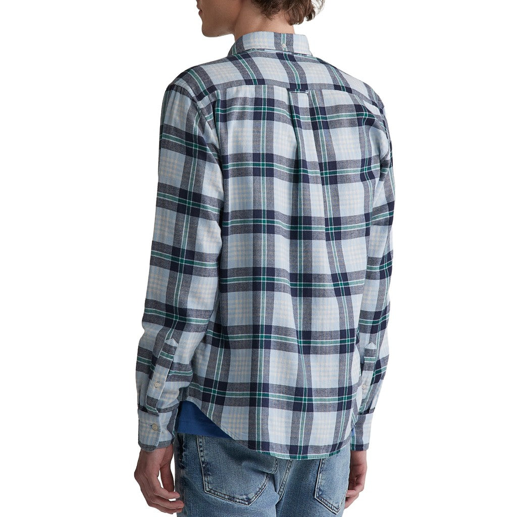Gant Overhemd met logoborduring – Marineblauw / Wit