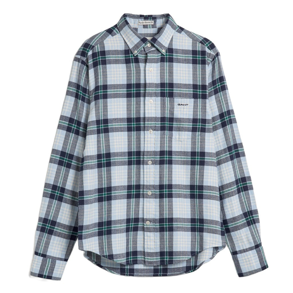 Gant Overhemd met logoborduring – Marineblauw / Wit