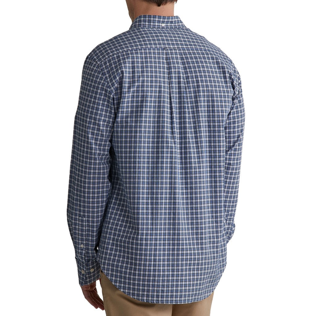 Gant Overhemd met logoborduring – Marineblauw / Wit