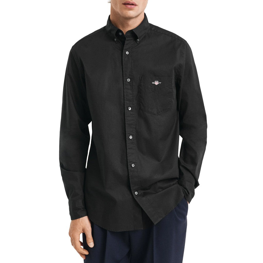 Gant Overhemd met logoborduring – Zwart