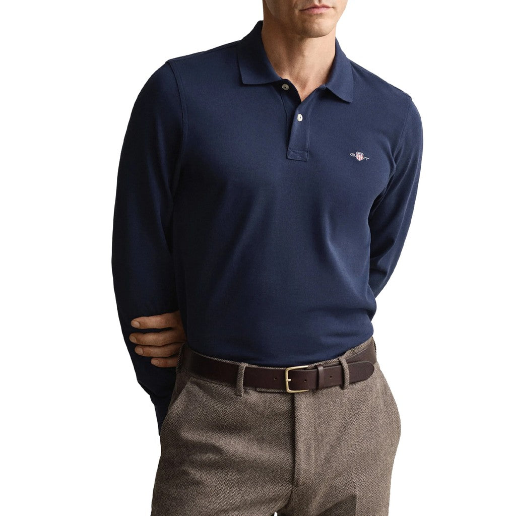 Gant Polo met lange mouwen Heren – Marineblauw