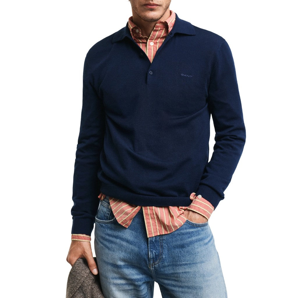 Gant Polo met lange mouwen Heren – Marineblauw