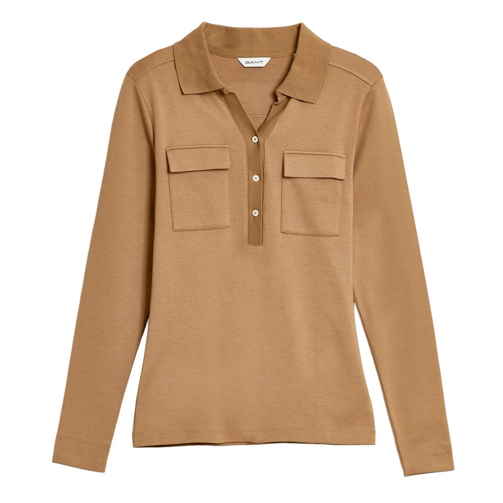 Gant Polo met logoborduring – Khaki