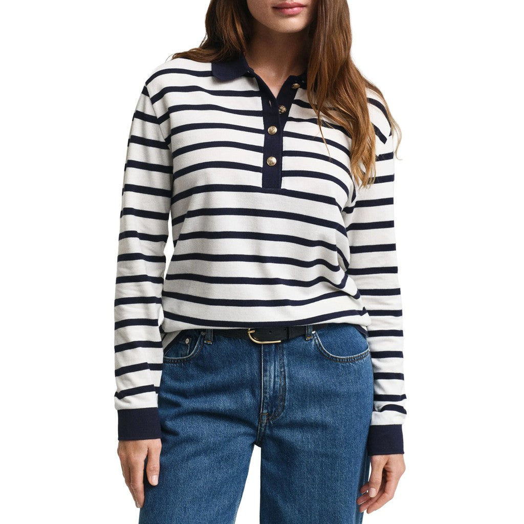 Gant Polo met strepen Dames – Crème