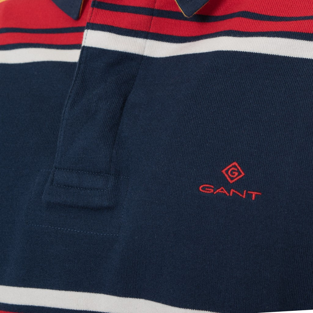Gant Polo met strepen Heren – Marineblauw / Rood