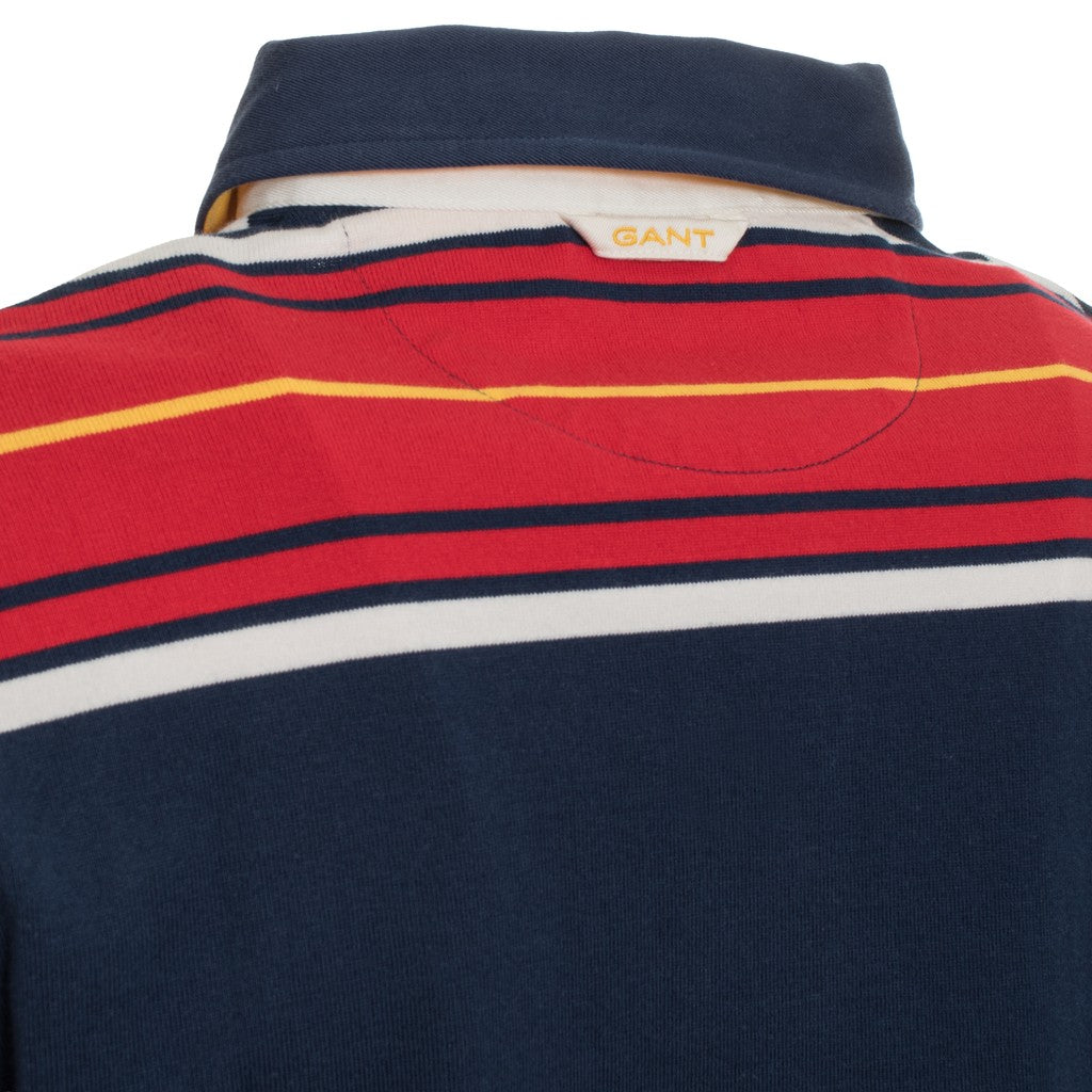 Gant Polo met strepen Heren – Marineblauw / Rood