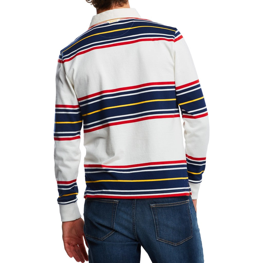 Gant Polo met strepen Heren – Wit / Marineblauw