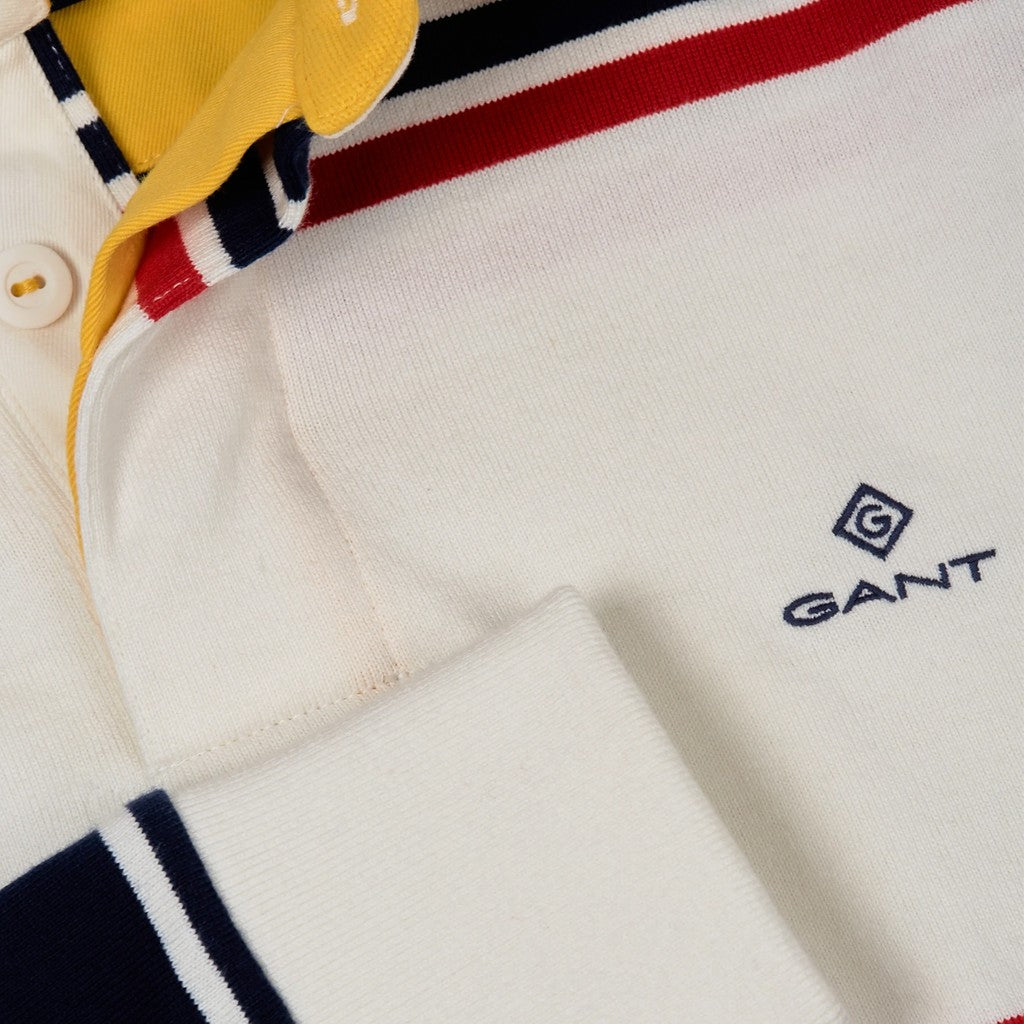 Gant Polo met strepen Heren – Wit / Marineblauw