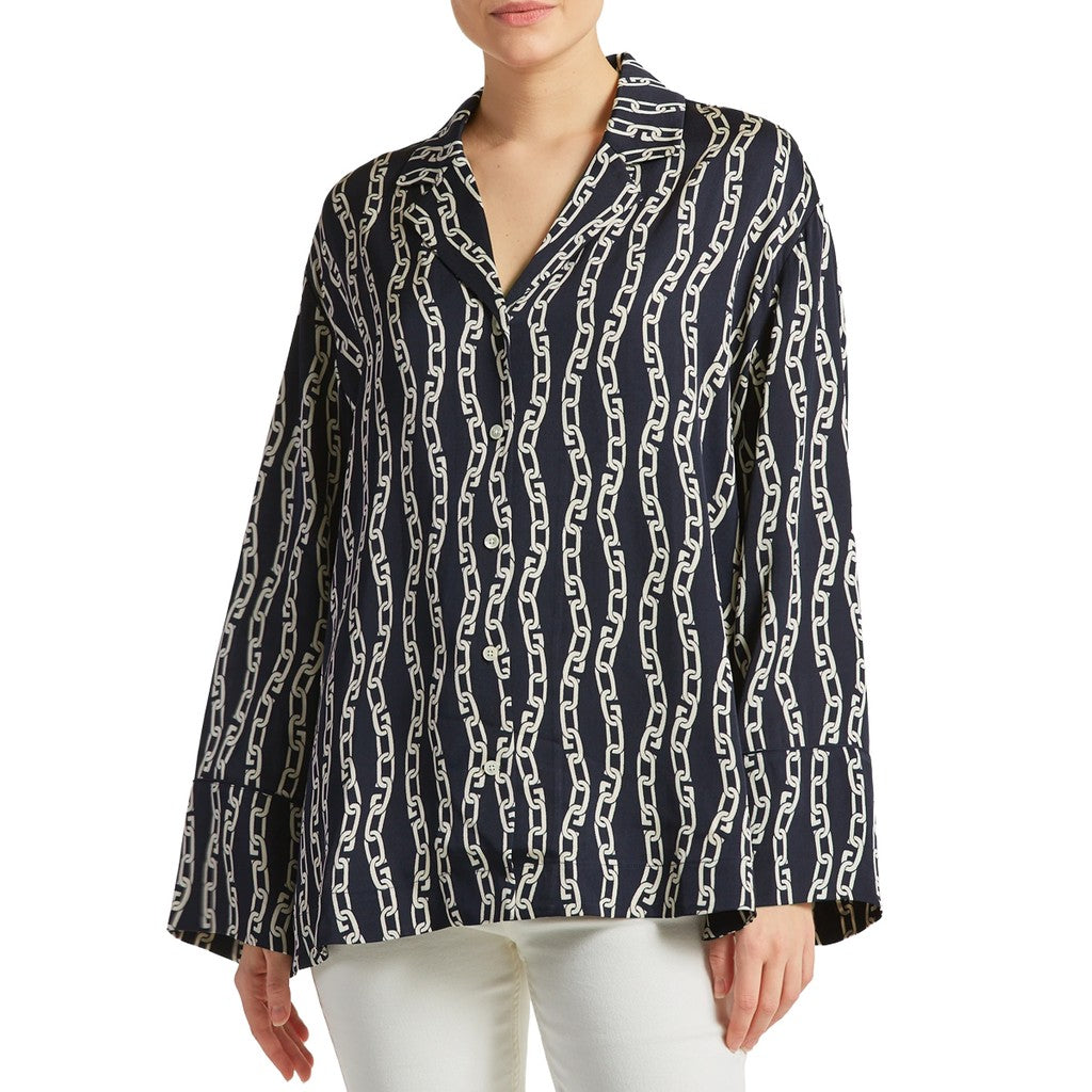 Gant Relaxed fit overhemd Dames – Marineblauw / Wit
