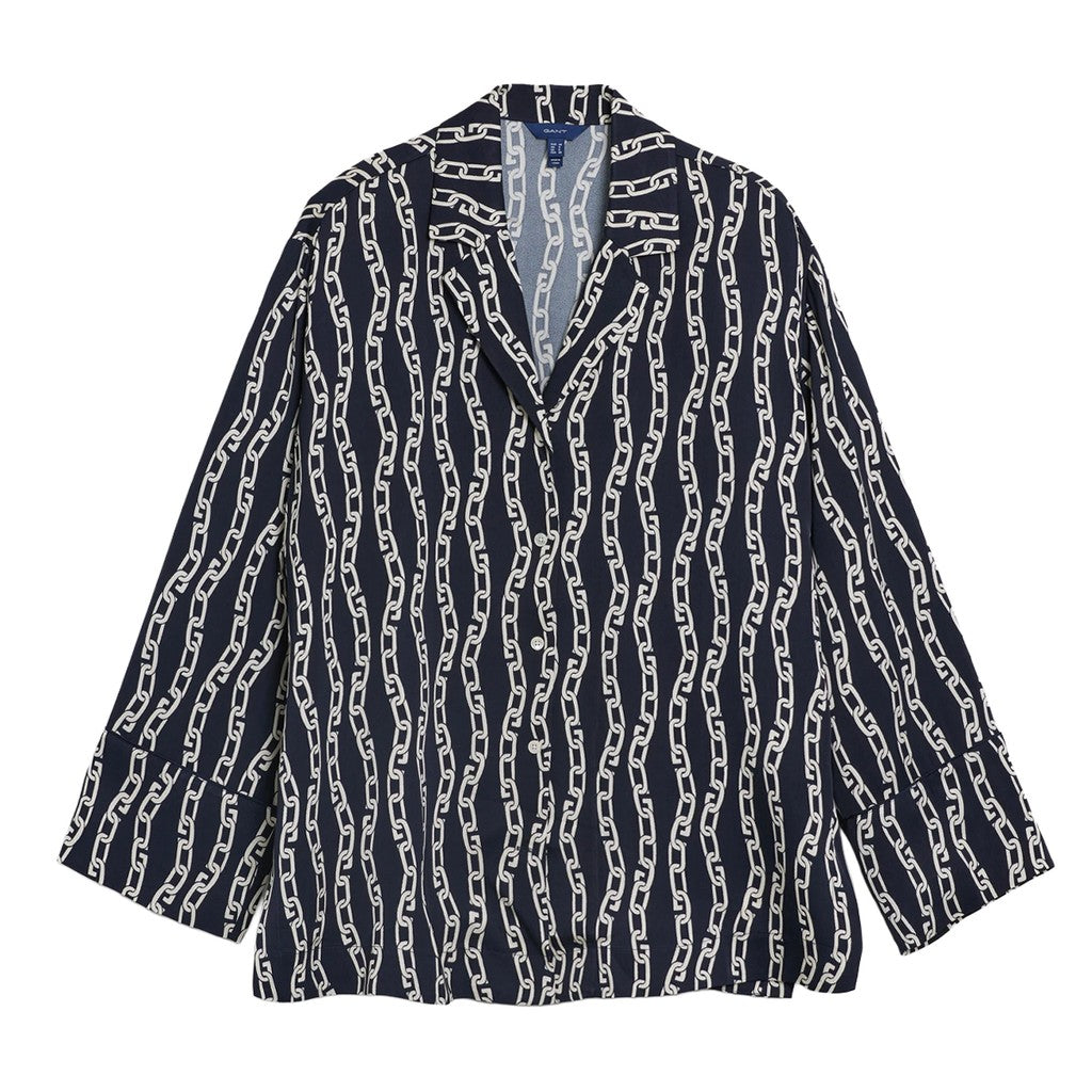 Gant Relaxed fit overhemd Dames – Marineblauw / Wit