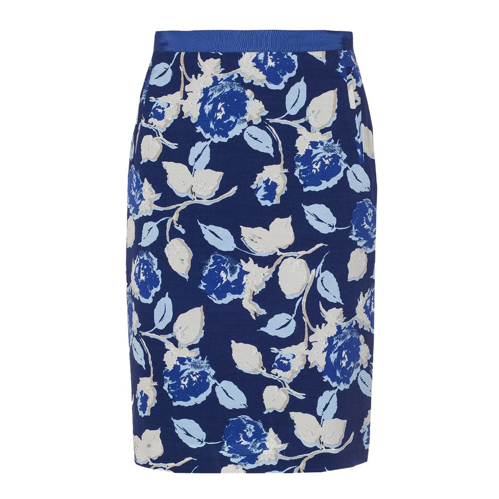Gant Rok met bloemenprint – Blauw / Wit