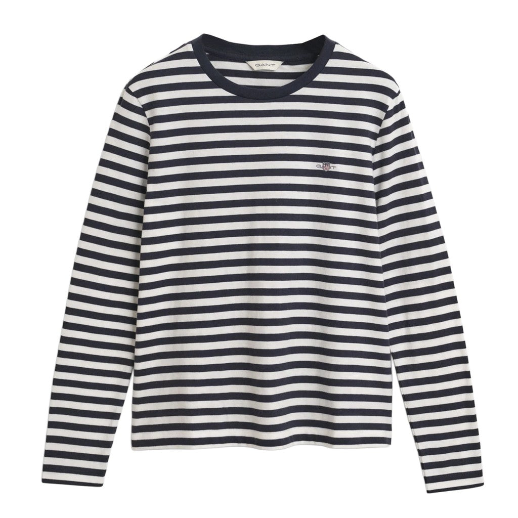 Gant T-shirt met strepen – Marineblauw / Wit