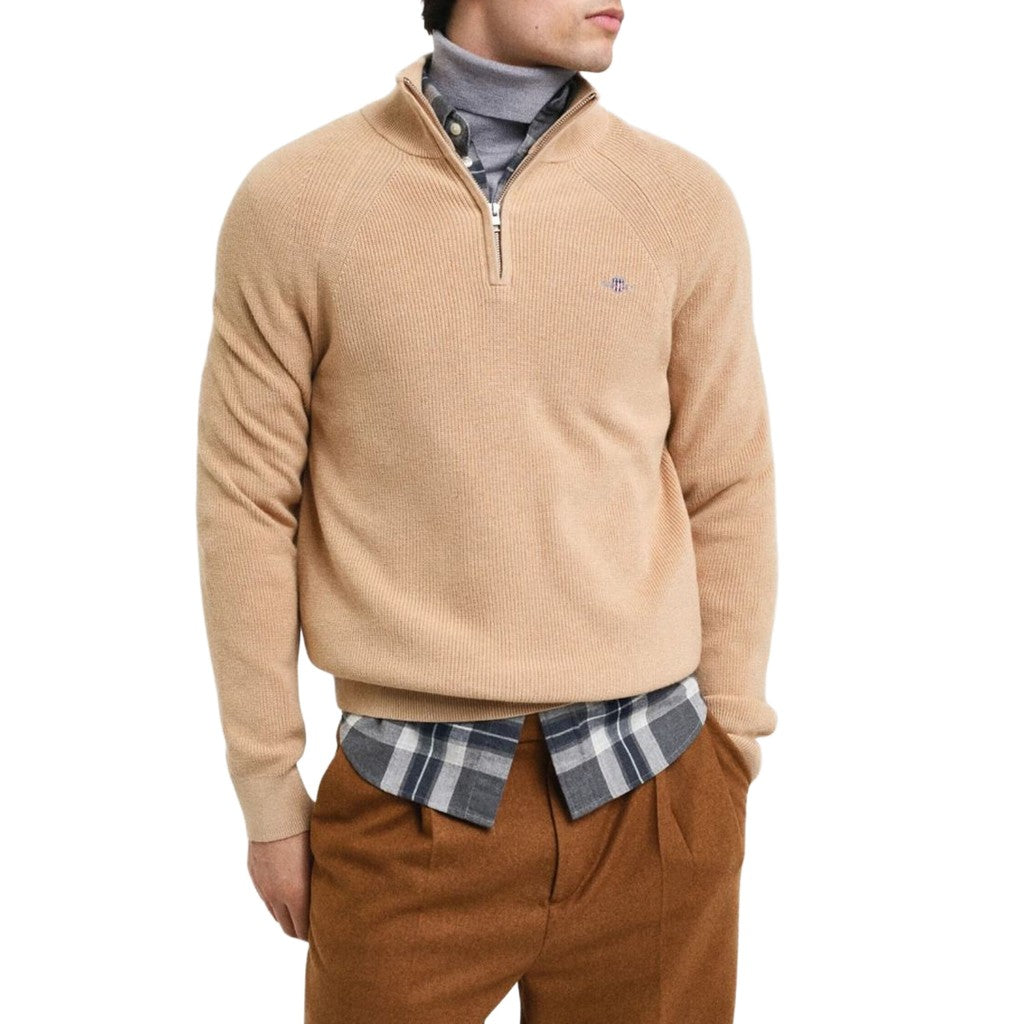 Gant Trui met halve rits – Khaki