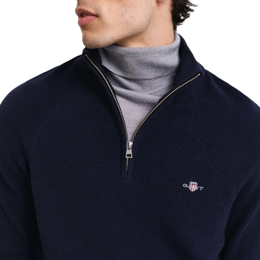 Gant Trui met halve rits – Marineblauw