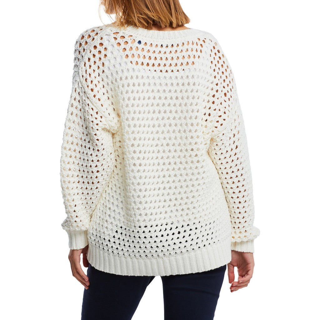 Gant Trui met logoborduring Dames – Gebroken wit