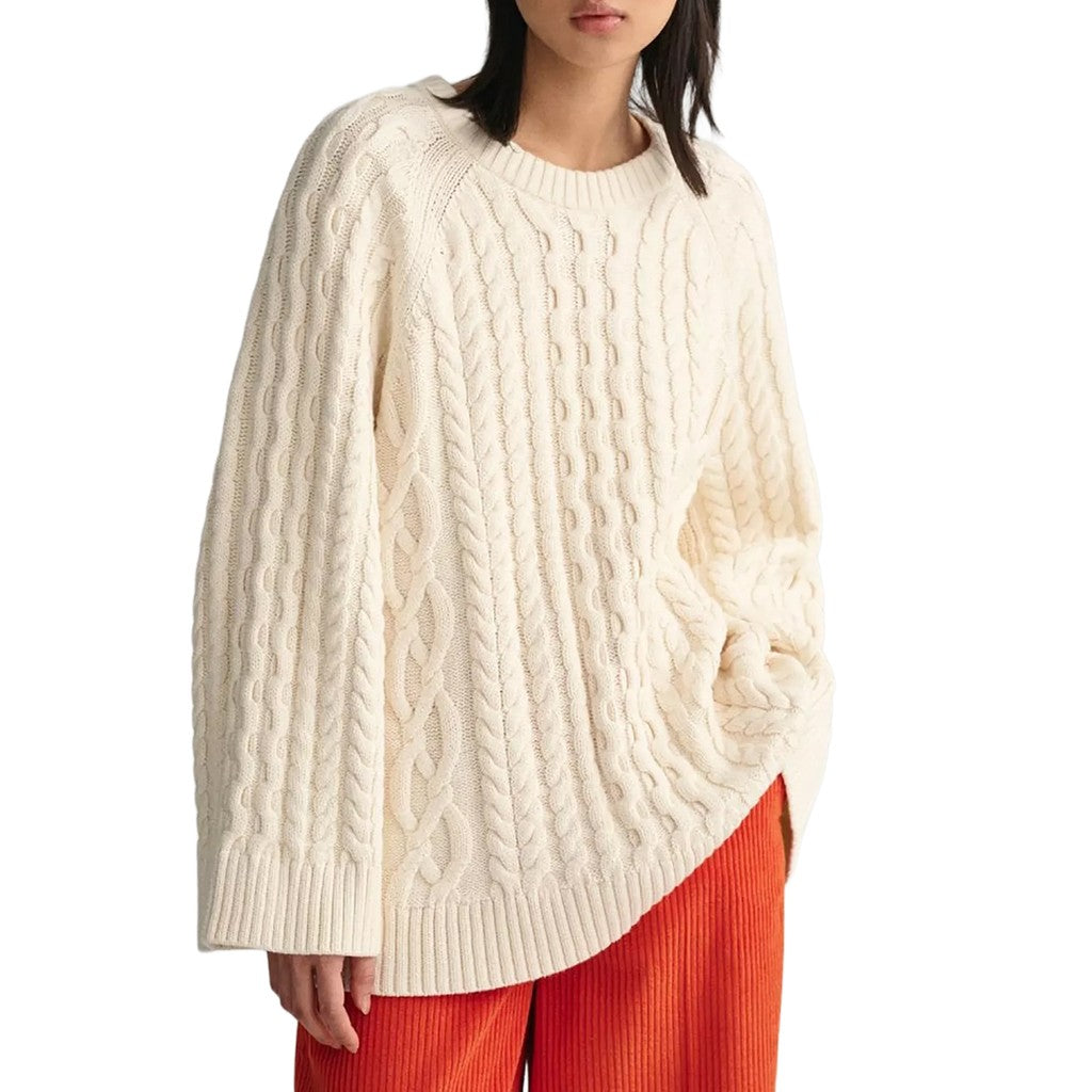 Gant Trui met ronde hals Dames – Crème