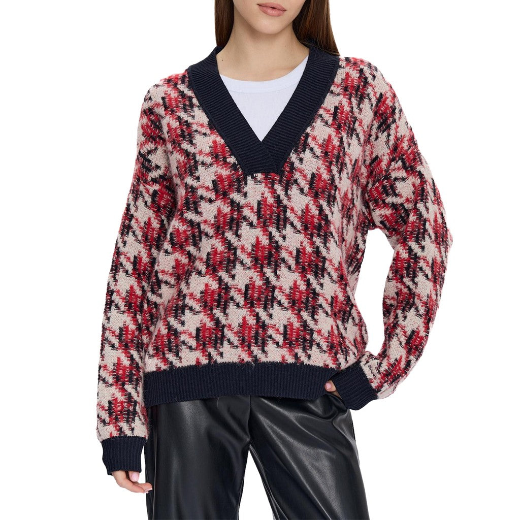 Gant Trui met V-hals Dames – Rood / Wit