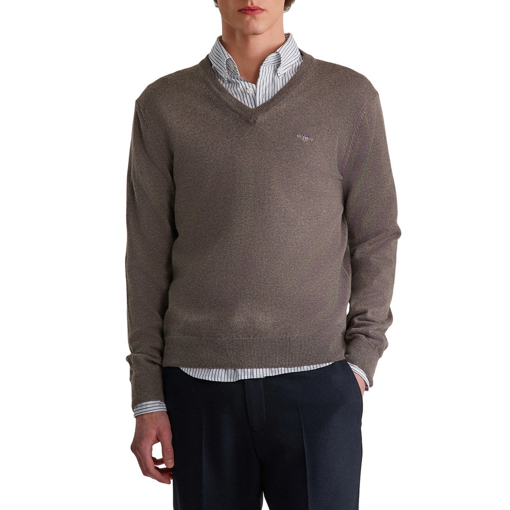 Gant Trui met V-hals Heren – Taupe