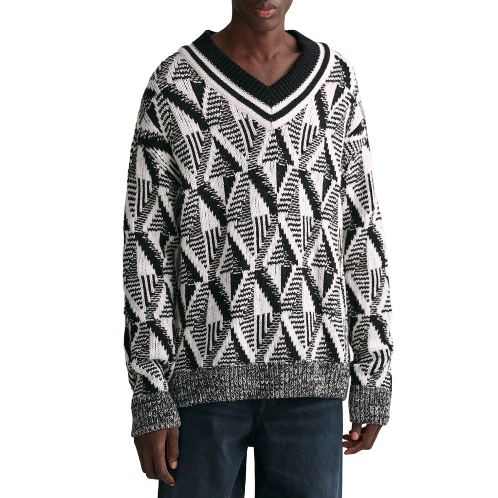 Gant Trui met V-hals Heren – Zwart / Wit