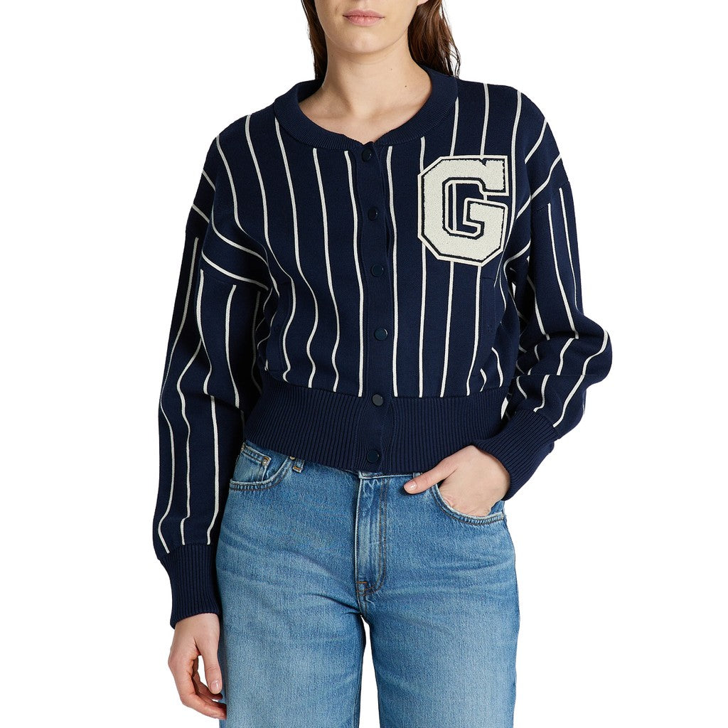 Gant Vest met logoborduring – Marineblauw / Wit