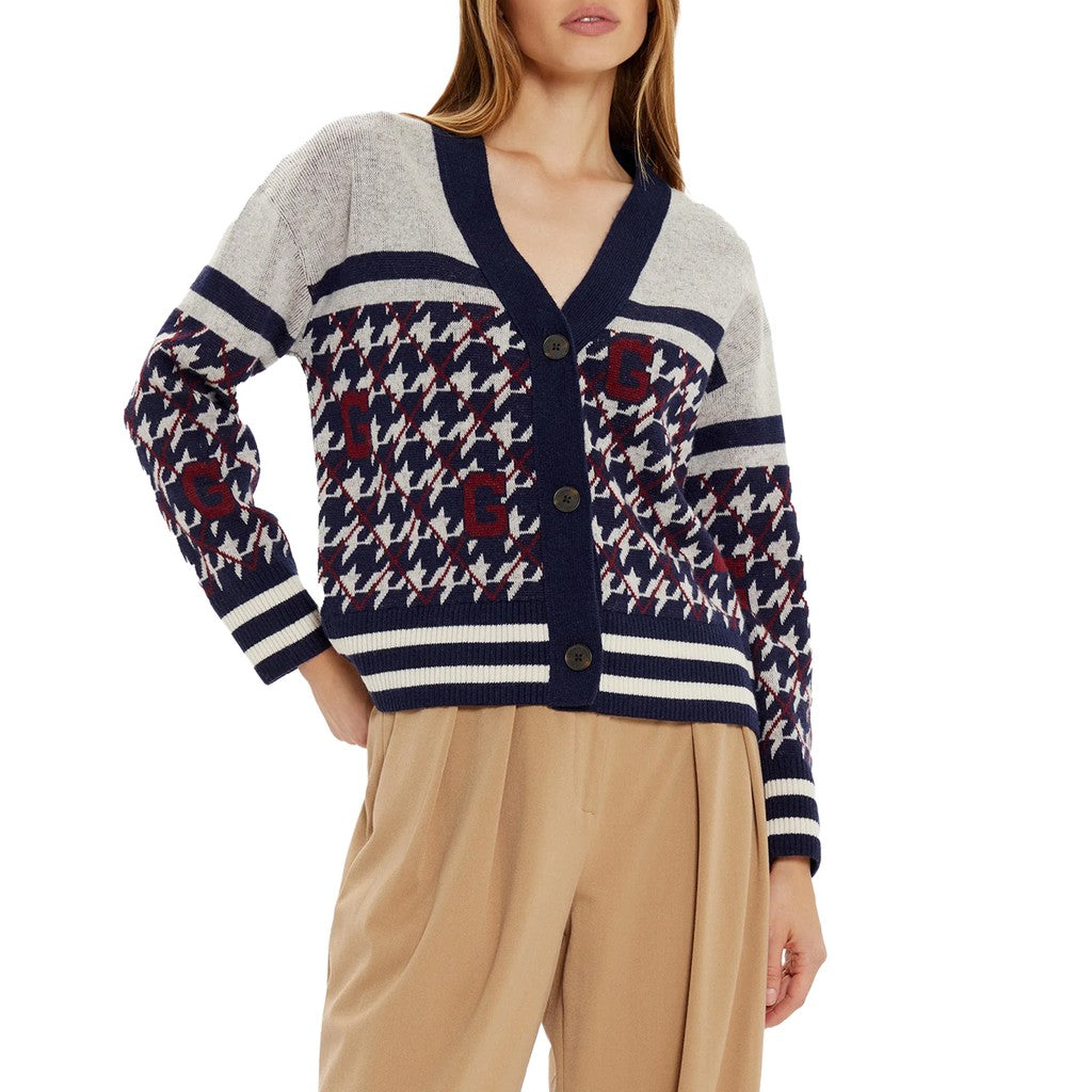 Gant Vest met V-hals – Marineblauw / Wit
