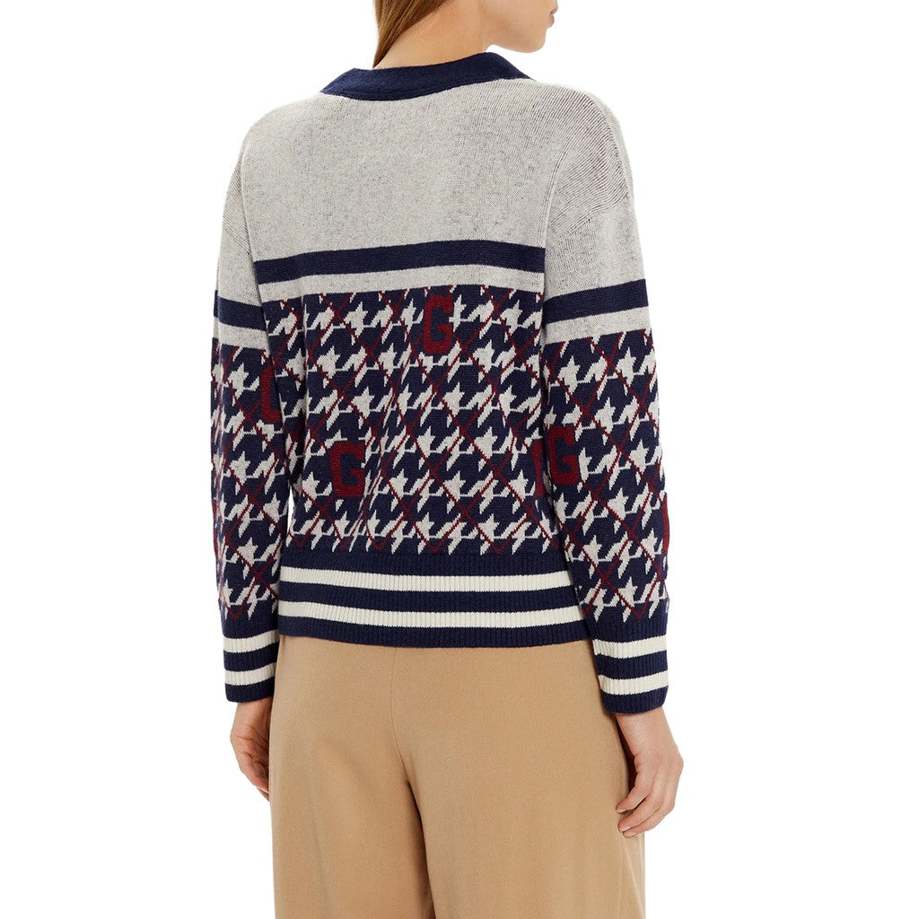 Gant Vest met V-hals – Marineblauw / Wit