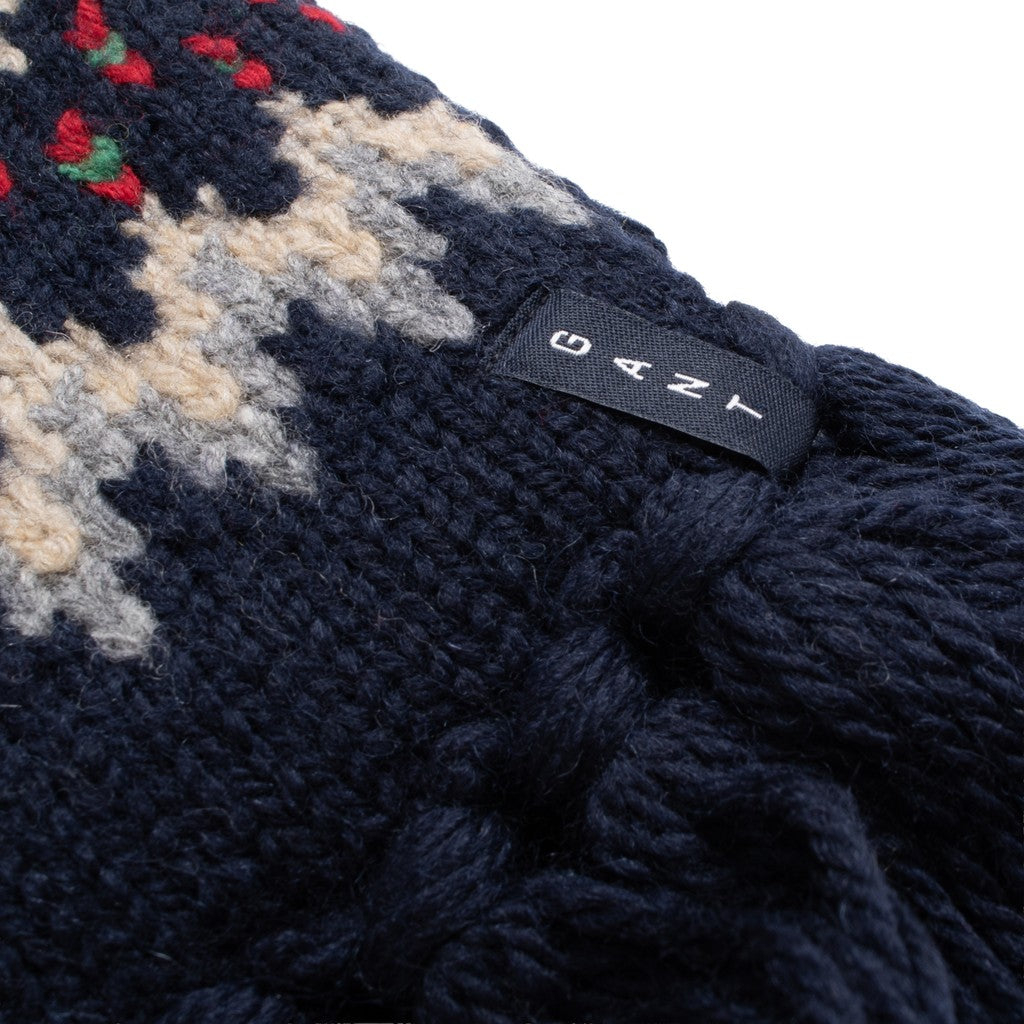 Gant Wollen jacquard sjaal met franjes – Donkerblauw