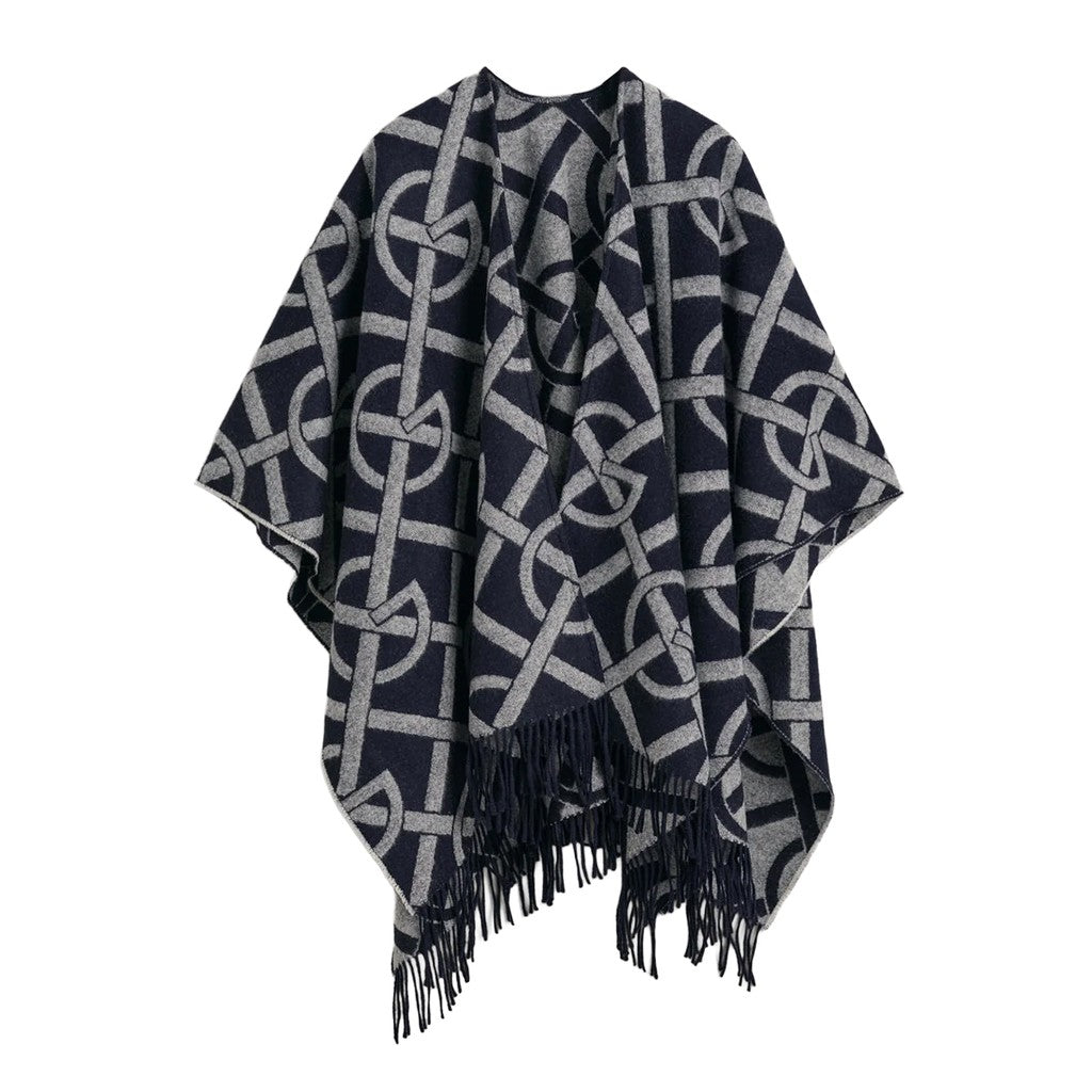 Gant Wollen poncho met G-dessin – Blauw