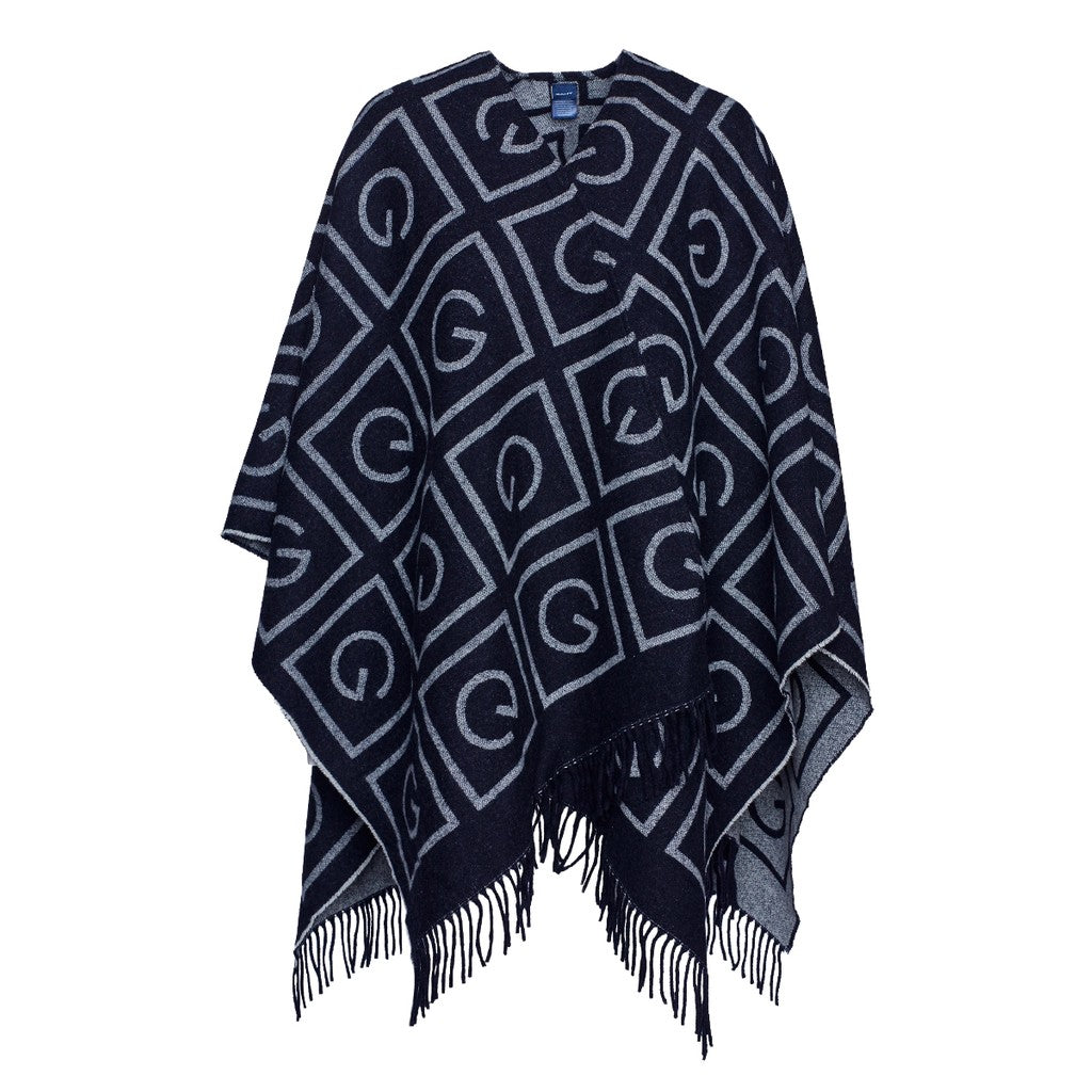 Gant Wollen poncho met logodessin – Blauw