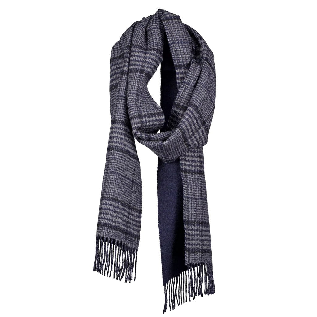 Gant Wollen sjaal met glencheck-ruit – Marineblauw / Grijs