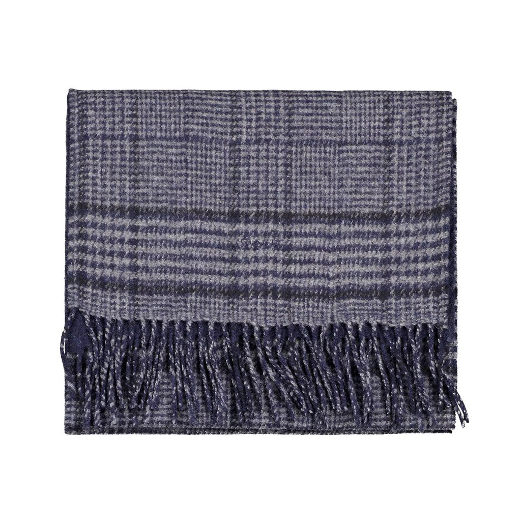 Gant Wollen sjaal met glencheck-ruit – Marineblauw / Grijs