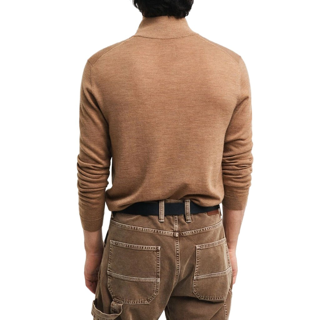 Gant Wollen trui met halve rits – Beige