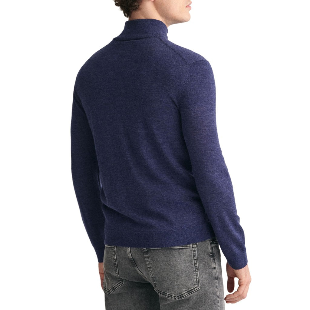 Gant Wollen trui met halve rits – Donkerblauw