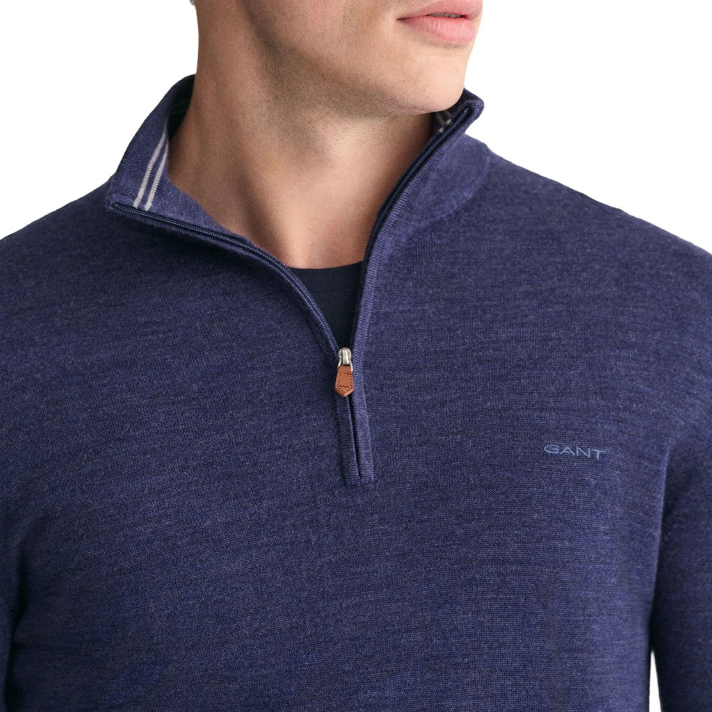 Gant Wollen trui met halve rits – Donkerblauw