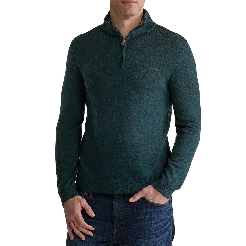Gant Wollen trui met halve rits – Groen